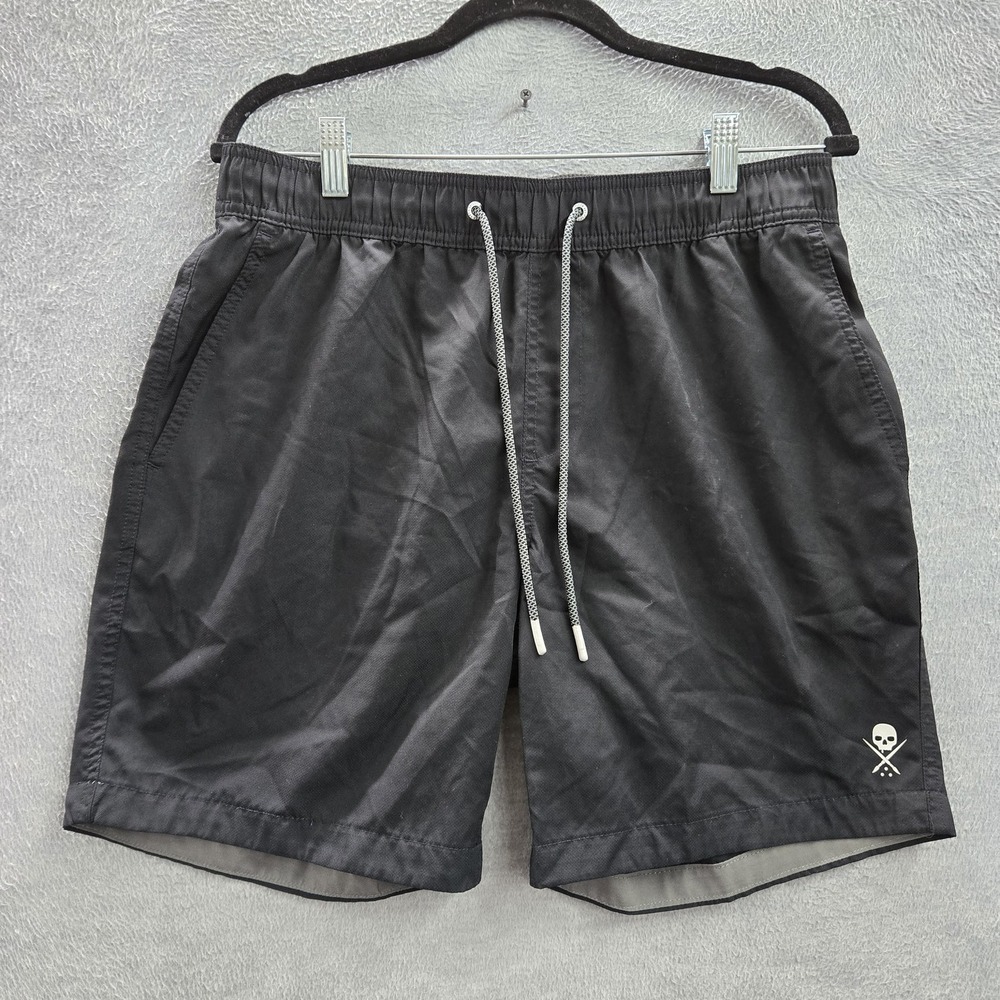 Sullen‎ Men Shorts S Black Skull Art Collective Logo 7" Inseam